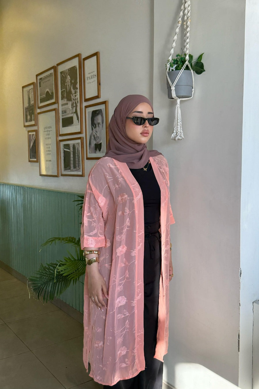 Layla Embroidered Sheer Kimono