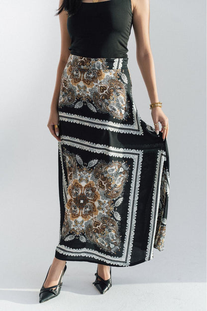 The Printed Satin Skirt