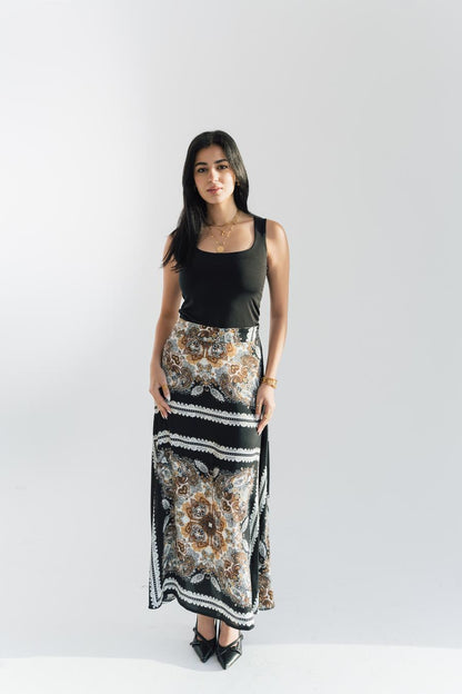 The Printed Satin Skirt
