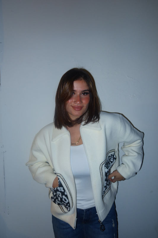 Pattern Pocket Fleece Jacket