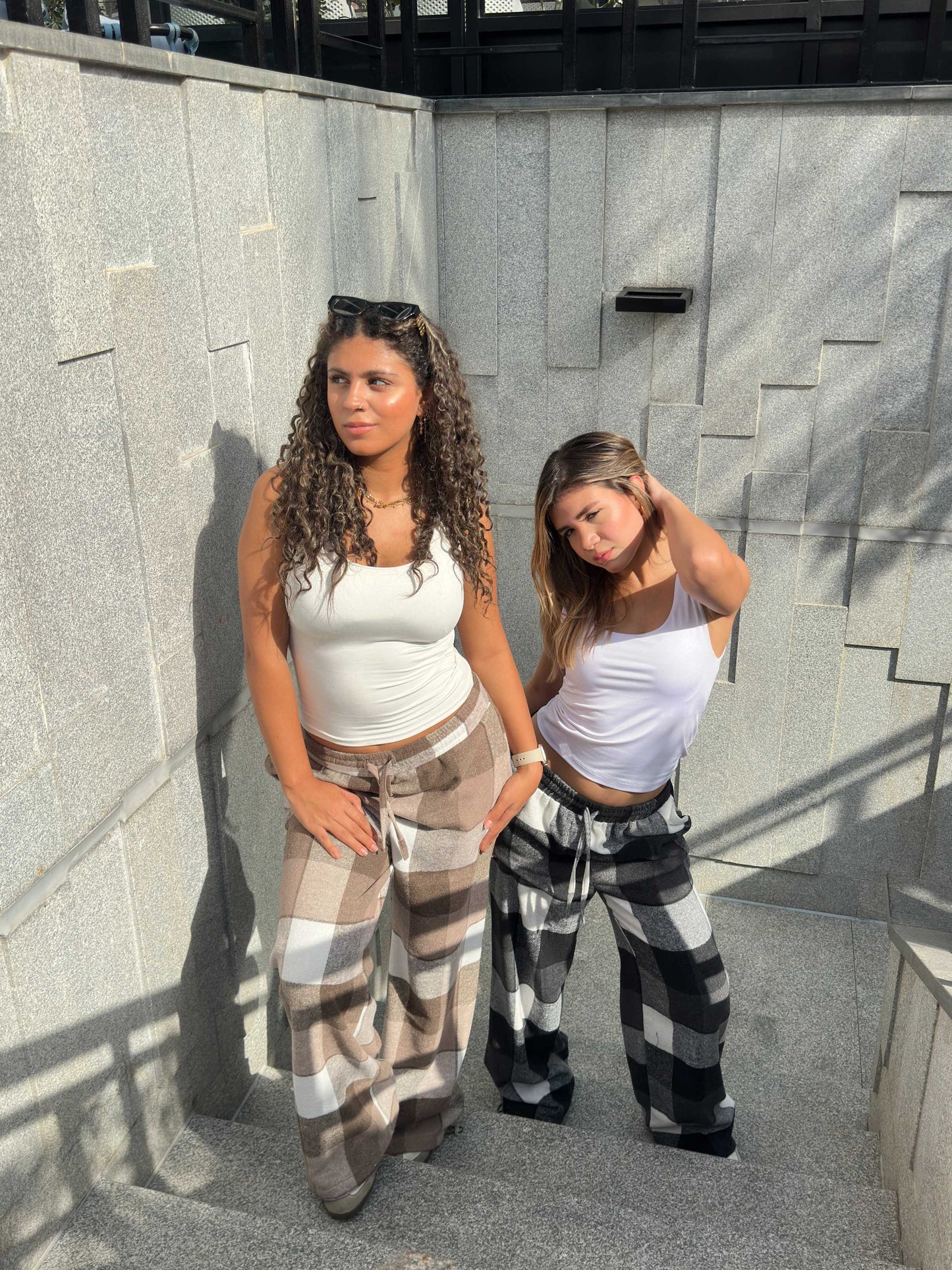 Plaid Wide-Leg Lounge Pants