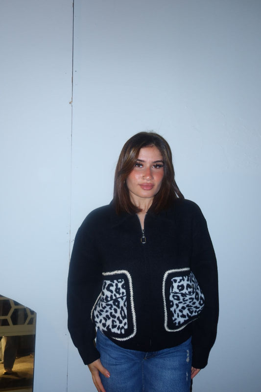 Pattern Pocket Fleece Jacket