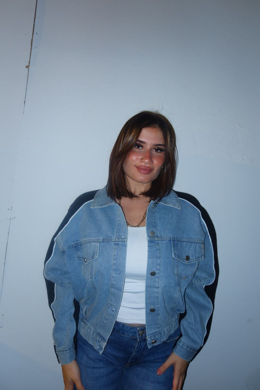 Contrast Sleeve Denim Jacket